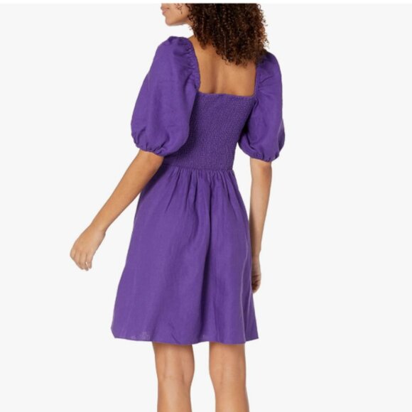The Drop Women's Twist-Front Purple Linen Mini Dress, Size XS NWT - Picture 4 of 10